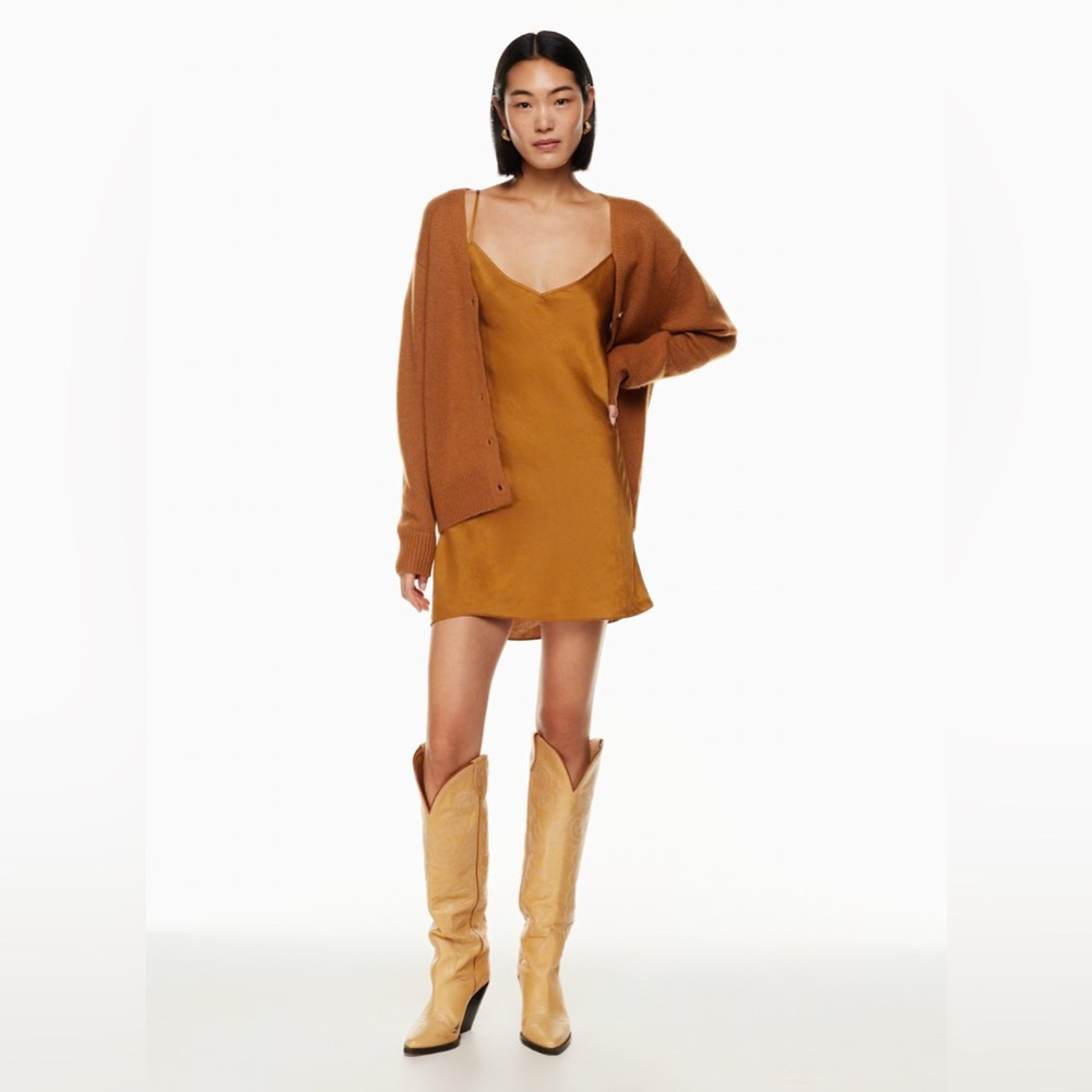 Aritzia Wilfred Slip Mini Dress - Gold